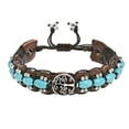 thumbnail image 1 of Mystical Tree of Life Symbol w/ Turquoise Stones Leather Cuff Bracelet, 1 of 6