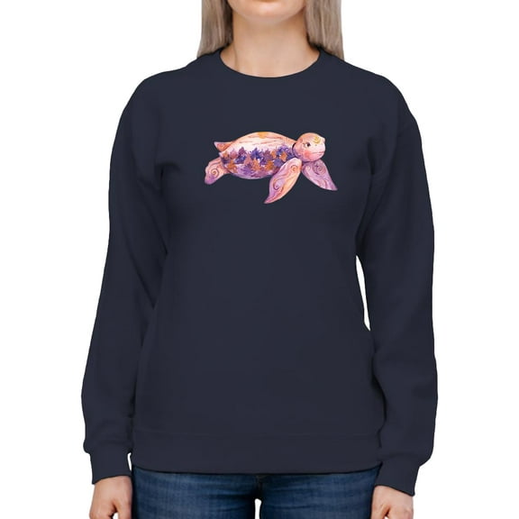 Mystical Turtle Watercolor Sweatshirt Women -Image by Shutterstock, Female x-Large