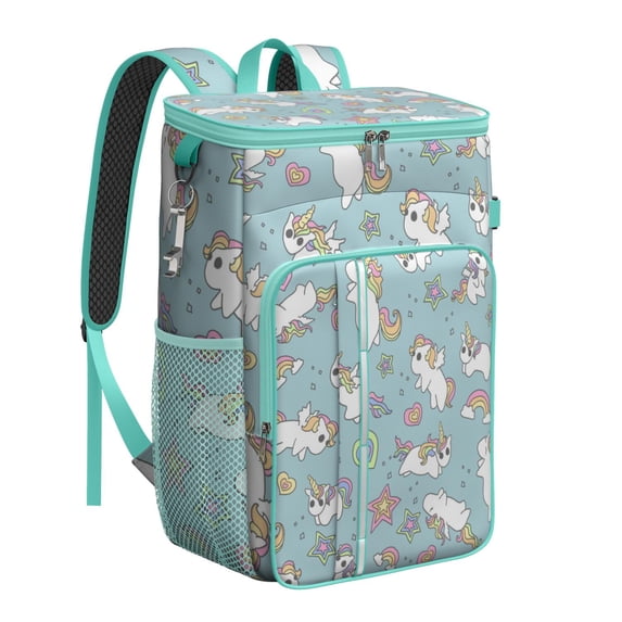 Mystical Unicorn Insulated Backpack Cooler – Waterproof Leakproof Bag with Fantasy Galaxy & Floral Print for Camping, Work & Hiking