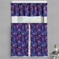 thumbnail image 1 of Mystical Valance & Tier Curtain 3 pcs Set, Trippy Magic Whimsical Starry Night with Moon Sun and Planets Print, Window Treatments for Kitchen Room Decor, 55" x 36", Dark Night Blue Fuchsia, 1 of 6