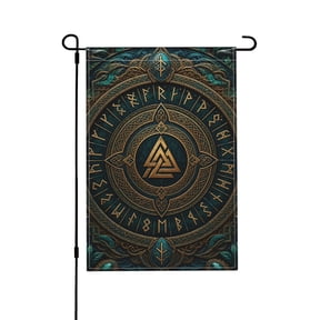 Mystical Viking Emblem Illustration Garden Flag Outdoor House Flags 12 X 18 Inch Banner Yard Home Decoration