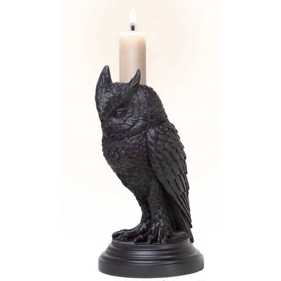 Mystical Wicca Gothic Owl Of Astrontiel Candlestick Candle Holder Figurine