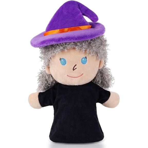 Mystical Witch Fantasy Fairy Tale Hand Puppet, Soft Stuffed Castle Themed Toy, Imagination Play Prop & All Occasion Kids Surprise Gift