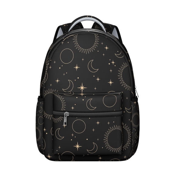 Mystical Witchy Moon Student Backpack Durable Waterproof Composite Oxford Cloth with Cosmic Astrology Print, Comfortable Adjustable Straps, Perfect for Students and Travel