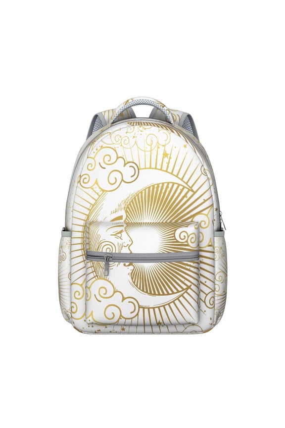 Mystical Witchy Moon Student Backpack Durable Waterproof Composite Oxford Cloth with Cosmic Astrology Print, Comfortable Adjustable Straps, Perfect for Students and Travel