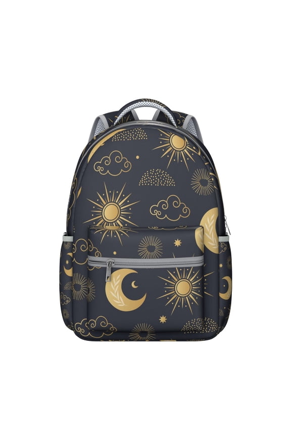 Mystical Witchy Moon Student Backpack Durable Waterproof Composite Oxford Cloth with Cosmic Astrology Print, Comfortable Adjustable Straps, Perfect for Students and Travel