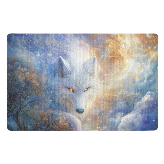 Mystical Wolf and Starry Background Floor Door Mat Outdoor Indoor for Home Entrance Welcome Mats 32"x20"