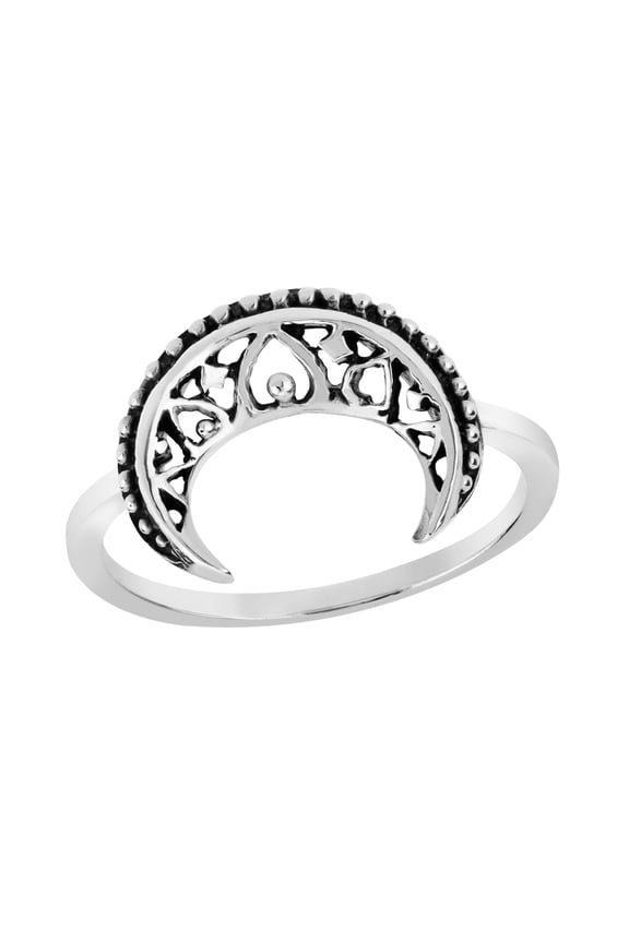 Mystical and Romantic Crescent Moon Sterling Silver Ring-7