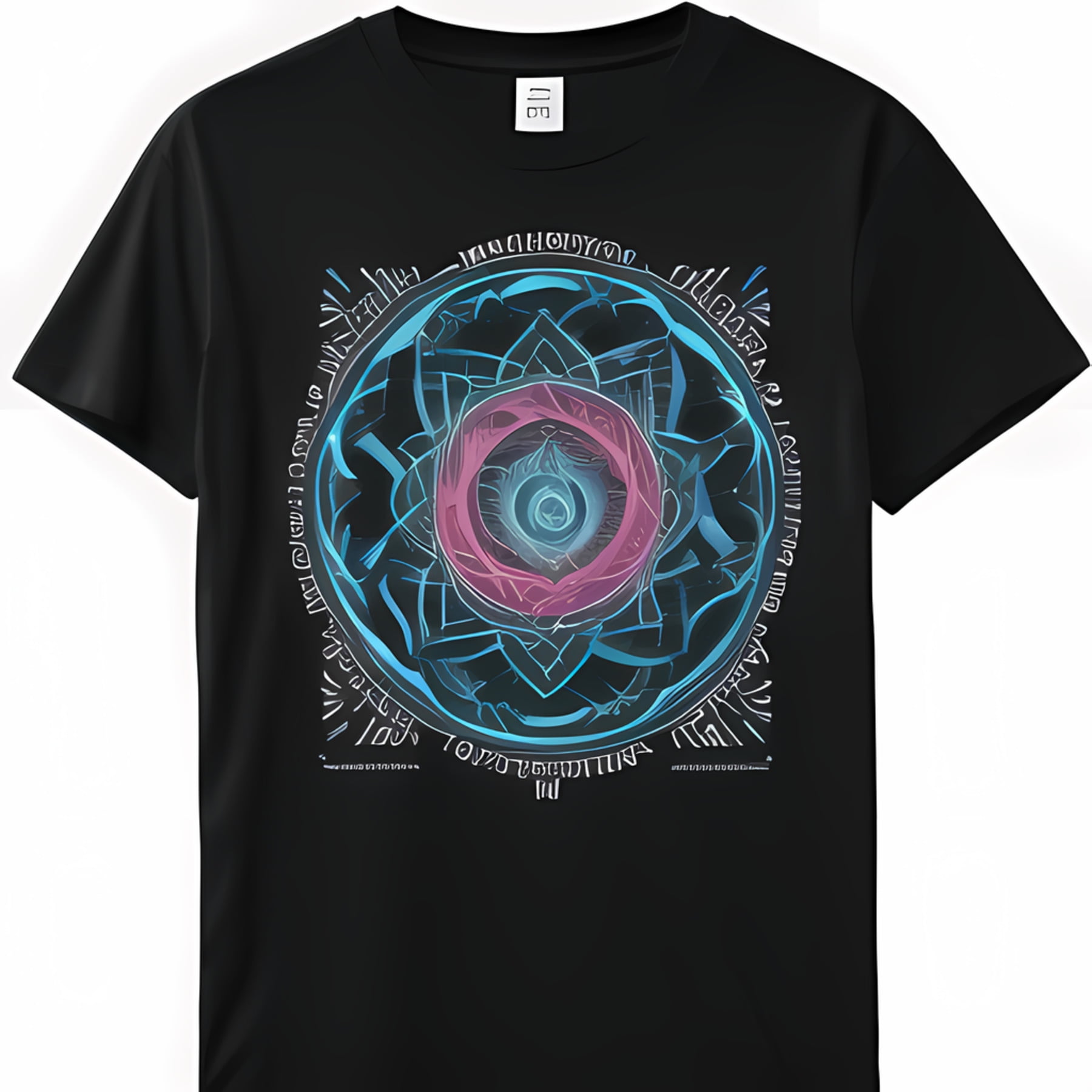 Mysticism Black TShirt with Abstract Geometric Design Sacred Geometry