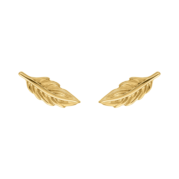 Mystigrey Ariel Feather 18K Gold Plated Stud Earrings for Women