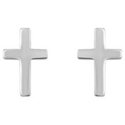 Mystigrey Cross .925 Sterling Silver Plated Rhodium Stud Earrings for Men and Women