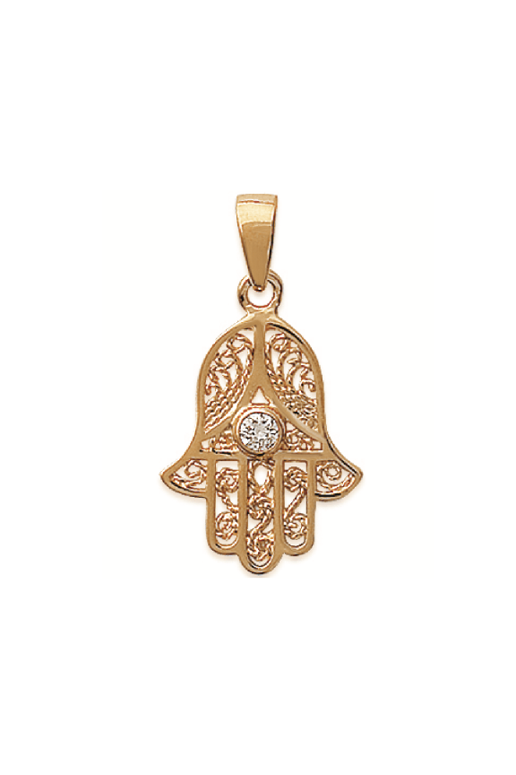 Hamsa 18K Gold Plated Pendant Clear for Women