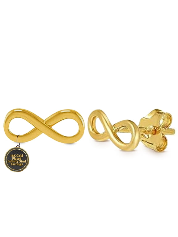 Infinity 18K Gold Plated Stud Earrings for Women, Hypoallergenic, 0.4 in