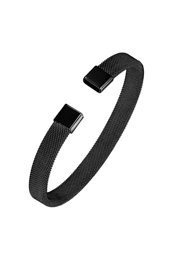Jordan Stainless Steel Mesh Open Bangle Black for Men