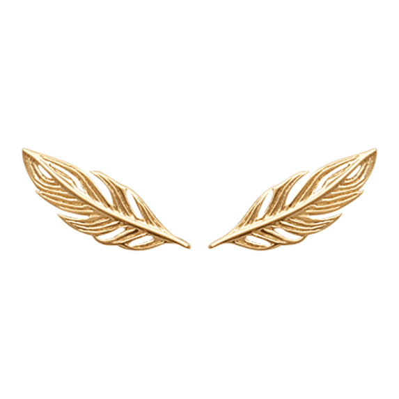 Mystigrey Leslie Feather 18K Gold Plated Climber Earrings for Women
