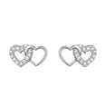 thumbnail image 1 of Mystigrey Milena Two Hearts .925 Sterling Silver Plated Rhodium Earrings for Women with Cubic Zirconia, 1 of 8