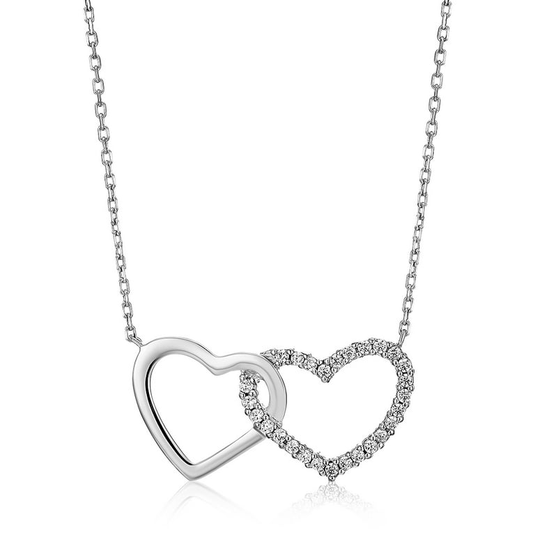 Couple Special Silver Plated Dual Love Heart Pendant Chain For