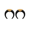 thumbnail image 1 of Mystigrey Mina 18K Gold Plated Earrings for Women Black Enamel, 1 of 4