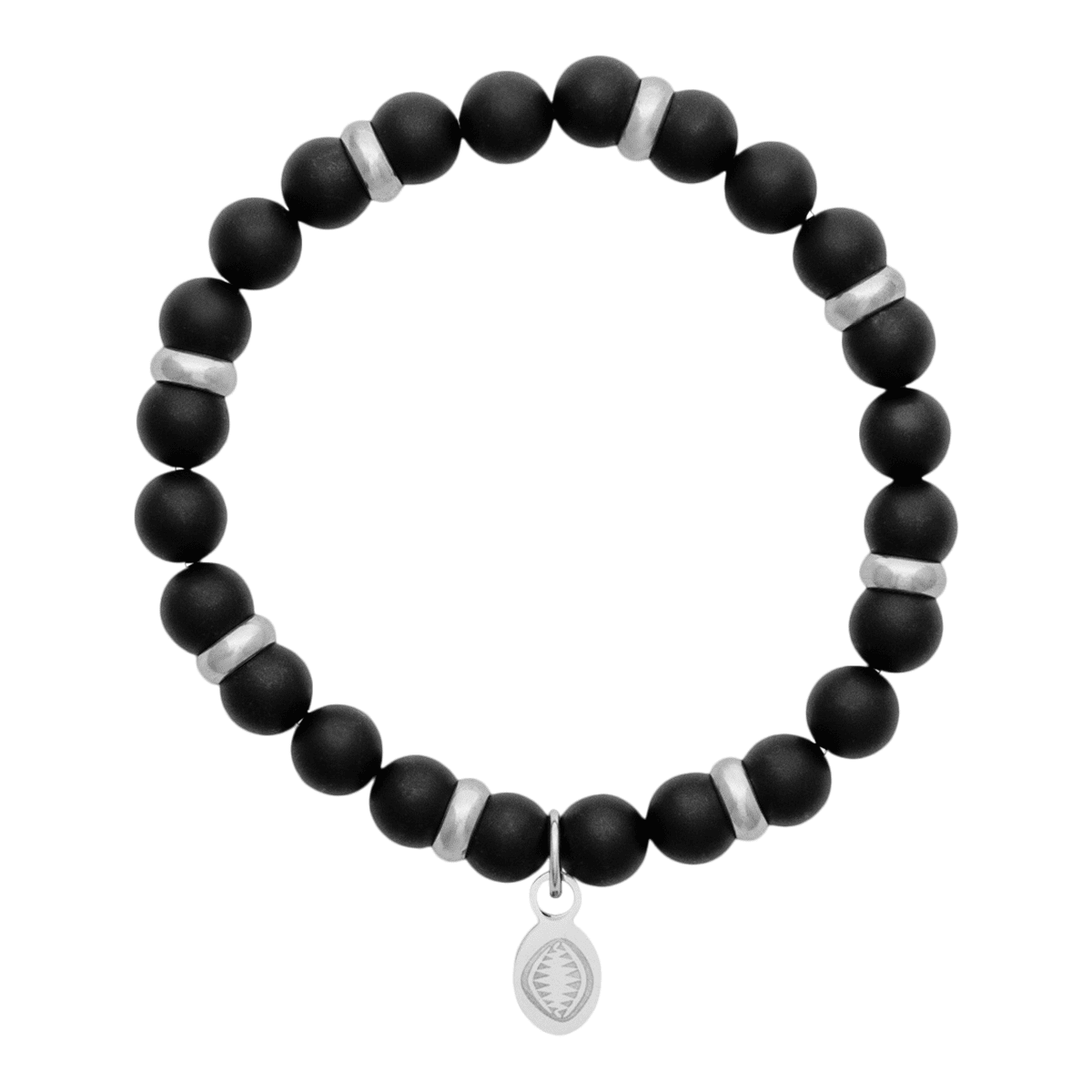 Mystigrey Rio Stainless Steel Bracelet Black Agate Mat Large for Men and Women