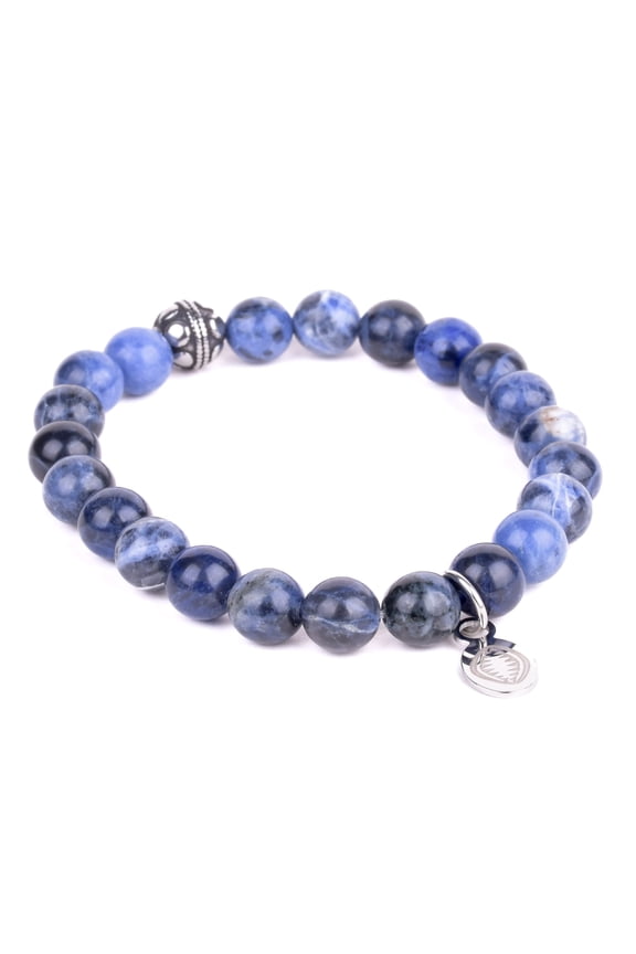 Rio Stainless Steel Bracelet Blue Sodalite with Steel BeadSmall For Men and Women