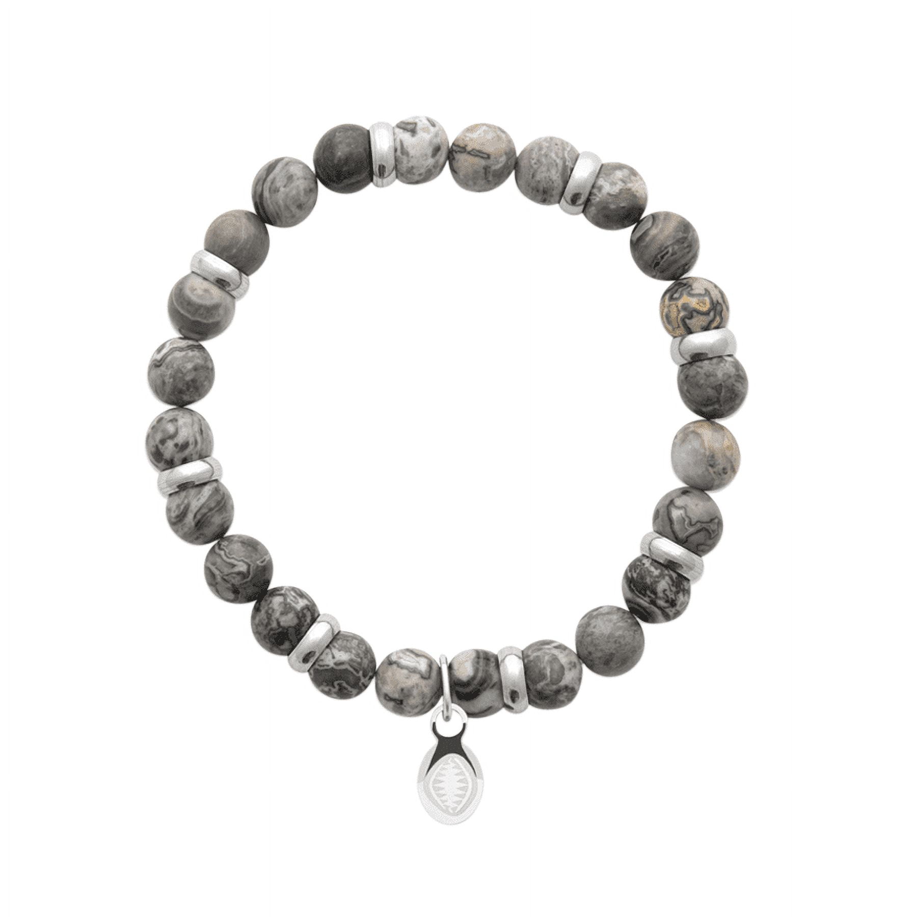 Mystigrey Rio Stainless Steel Bracelet Jasper Light Grey Large for Men and Women