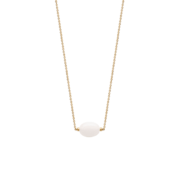 Mystigrey Serenity 18K Gold Plated Necklace with White Quartz Large for Women