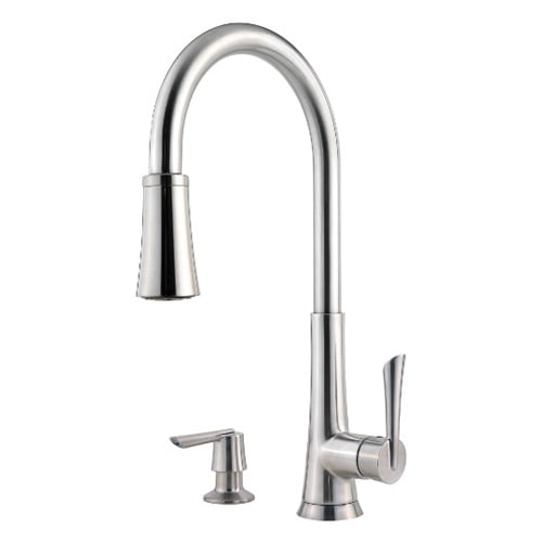 Mystique 1-Handle Pull-Down Kitchen Faucet with Soap Dispenser in Stainless Steel