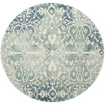 SAFAVIEH Mystique Hayleigh Floral Polyester Area Rug, Blue/Ivory, 6'7" x 6'7" Round