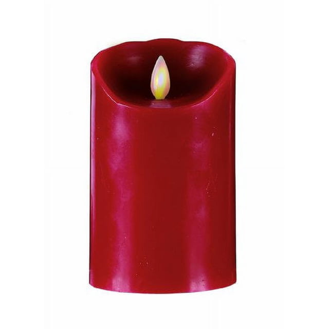 Mystique Flameless Candle, Red 5" Pillar, Real Wax Candle With