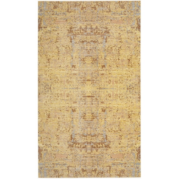 SAFAVIEH Mystique Gabriel Distressed Polyester Area Rug, Gold/Multi, 3' x 5'