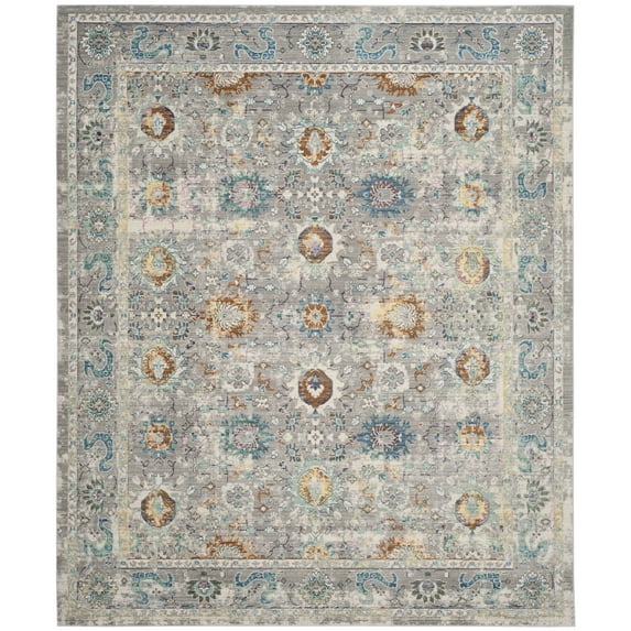 SAFAVIEH Mystique Kevin Distressed Polyester Area Rug, Grey/Multi, 8' x 10'