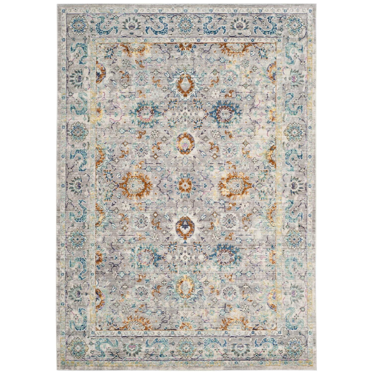 Mystique Gray and Multi Abstract Synthetic Area Rug