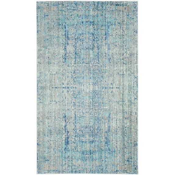 SAFAVIEH Mystique Gabriel Distressed Polyester Area Rug, Light Blue/Multi, 3' x 5'
