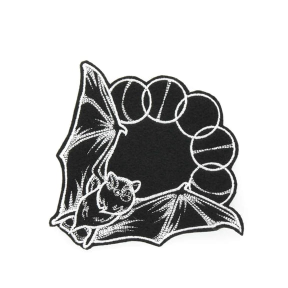 Mystique Lunar Phase Bat Iron On Embroidered Patch