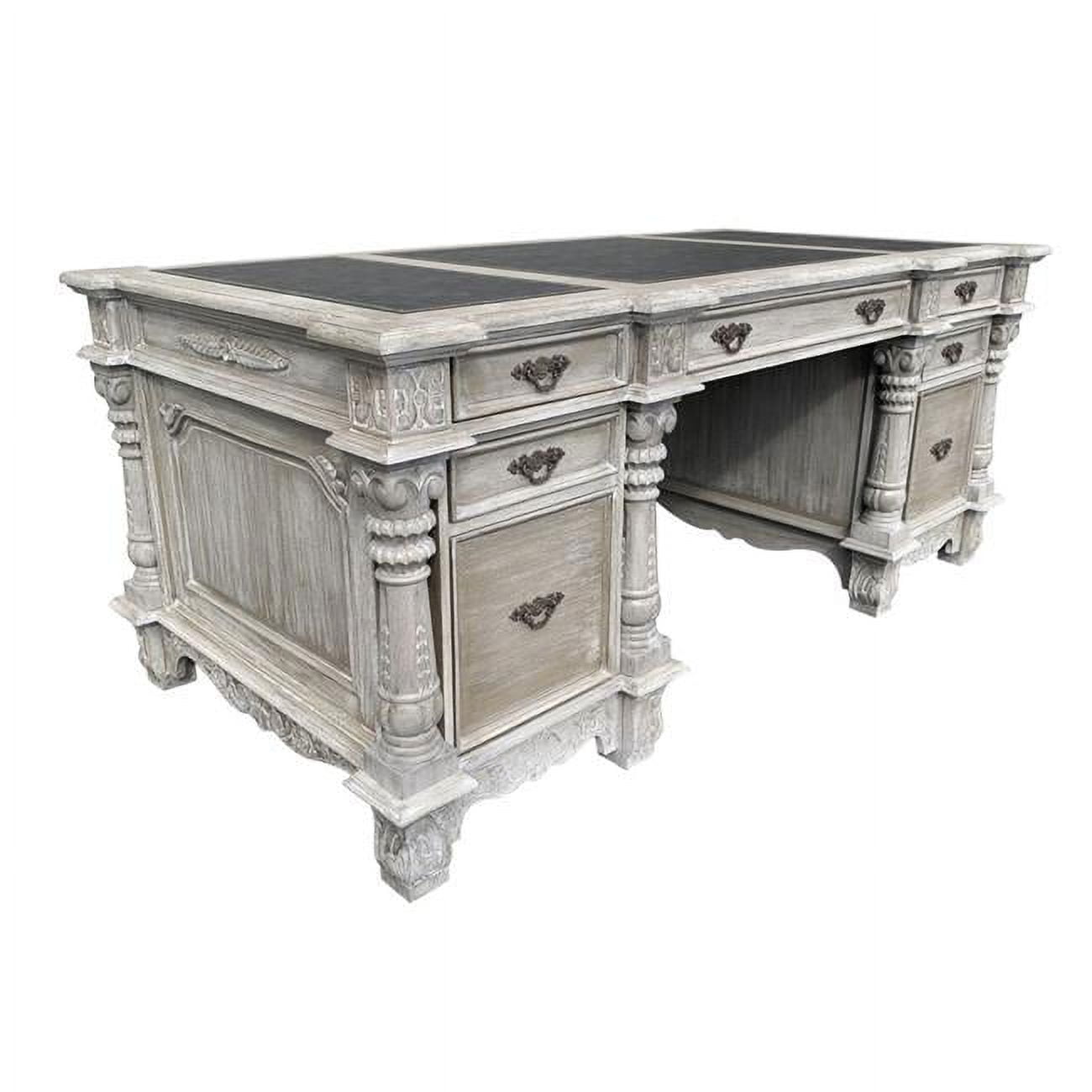 Mystique Mahogany Monarch Executive Desk, Grey - 29 x 30 x 26.50 in.