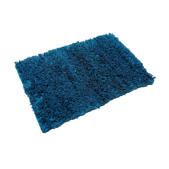 MystiqueDecors Soft 2'x3' ( 24"x36") Turquoise Blue Shag Doormat Rug Handmade Polyster Rich Luxurious Silky Shaggy Rug for Living Room, Bedroom, Kitchen, office