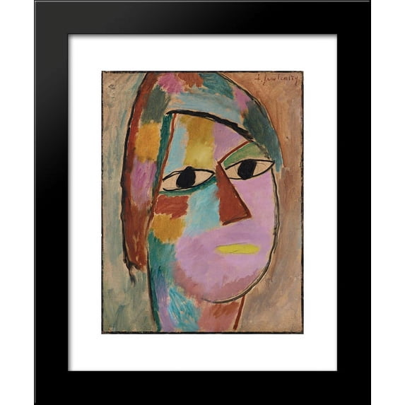 Mystischer Kopf Frauenkopf - gelber Mund 20x24 Framed Art Print by Alexej von Jawlensky