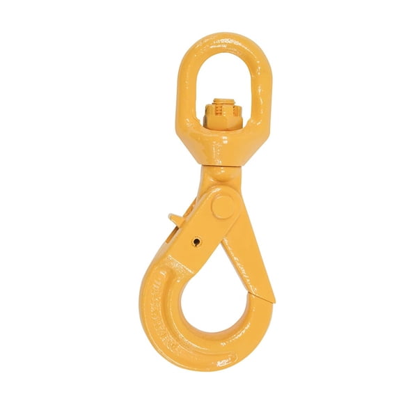 Mytee Products 1/2'' Self Locking Swivel Hook Grade 80 - 12000 LBS Working Load Limit - Yellow Painted Forged Steel Swivel Lifting Hook
