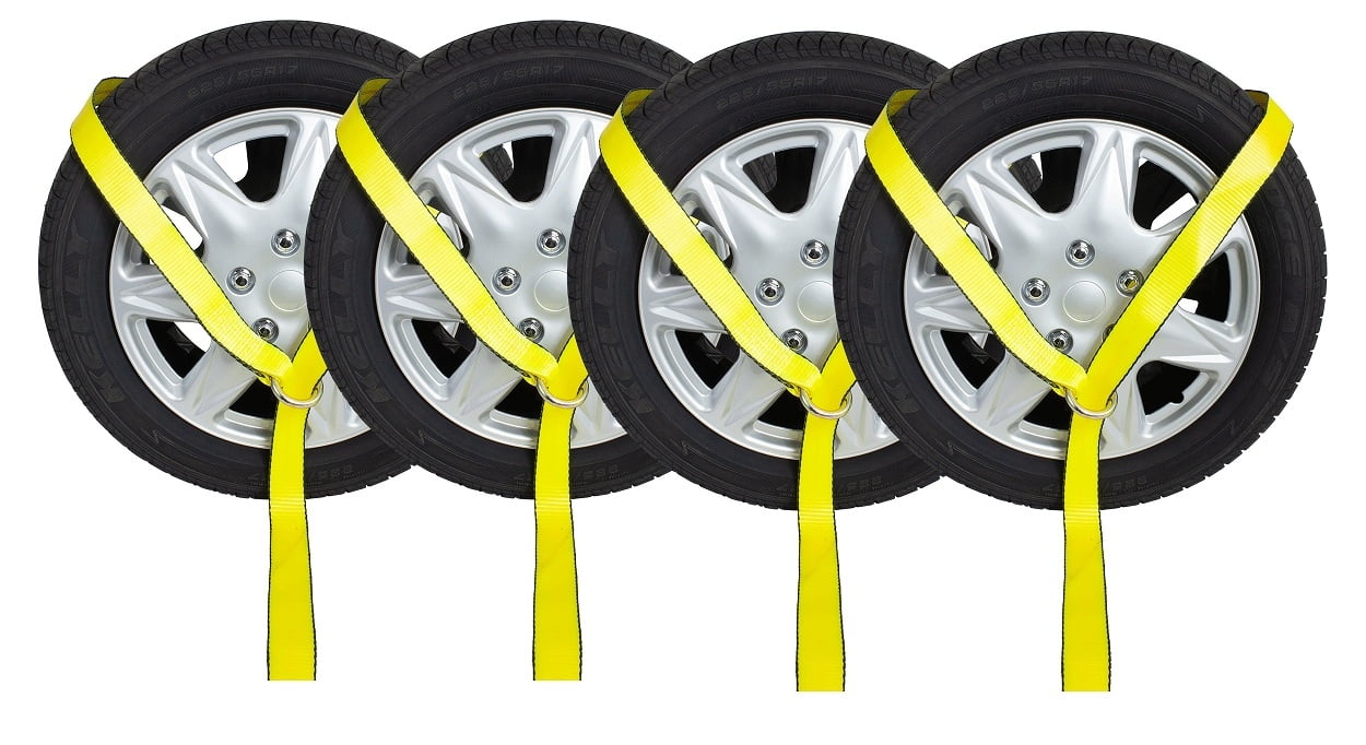 4 AXLE STRAP Lasso Straps Wrecker Car Hauler Tow Dolly Tire Wheel Tie