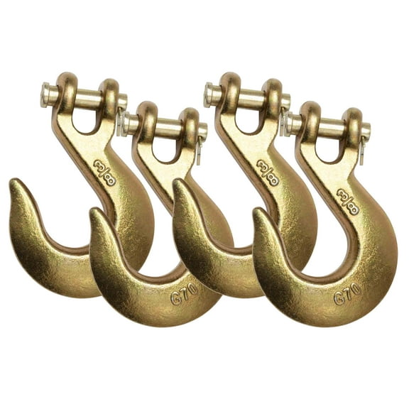 Mytee Products (4 Pack) 3/8" Clevis Slip Hook - 6,600 LBS WLL Heavy Duty Grade 70 Tow Chain Hook for Truck Trailer Tie Down