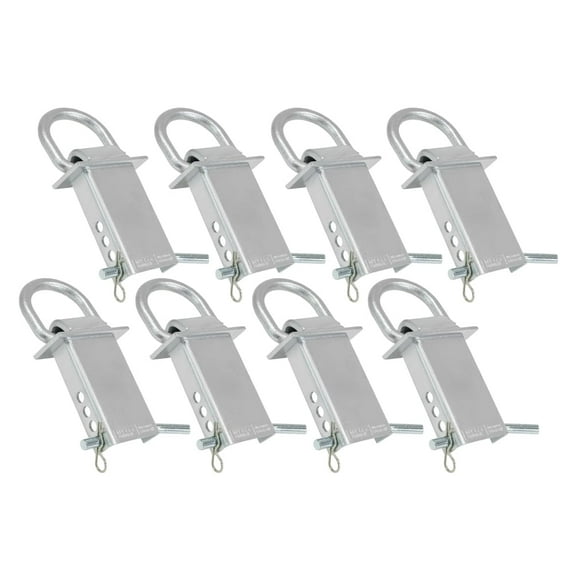 Heavy Duty Adjustable Trailer Stake Pocket D Ring Zinc Coated w/ 1/2" Hitch Pin, Load limit 5400 lbs & 4 Adjustable Holes | Stake Pocket D-Ring Tie Down Utility for Flatbed Trucks and Trailer – 8 Pack