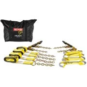 8 Point Tie Down Kit - High Working Load Limit # 4000 w/ Rubber Coated Ratchet Handles, Carrying Bag Car Hauler Carrier Tow Truck WLL # 4,000 lbs