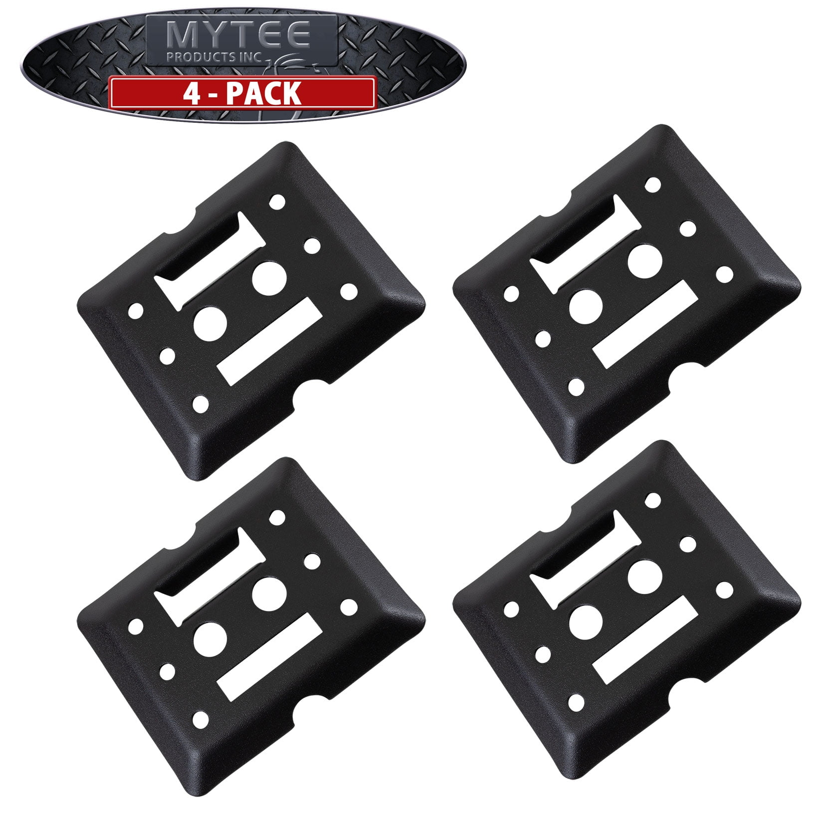 Mytee Products E-Track Tie Down Mini Trailer Plates 6 x 5, 2 Etrack & 2 F  Track Slots Heavy Duty Black Steel, Bolt-on Etracks Cargo Tie-Downs  for Trucks, Vans, Trailers, Boats (4 Pack) 