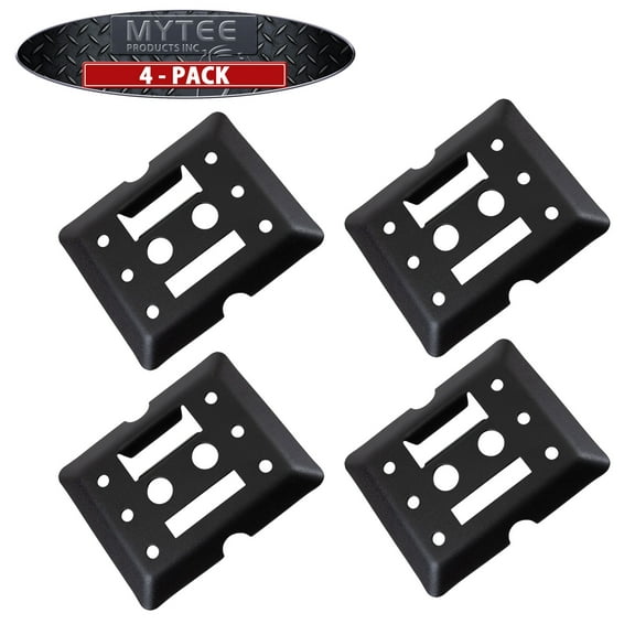 Mytee Products E-Track Tie Down Mini Trailer Plates 6" x 5", 2 Etrack & 2 F Track Slots&nbsp;Heavy Duty Black Steel, Bolt-on Etracks Cargo Tie-Downs for Trucks, Vans, Trailers, Boats (4 Pack)