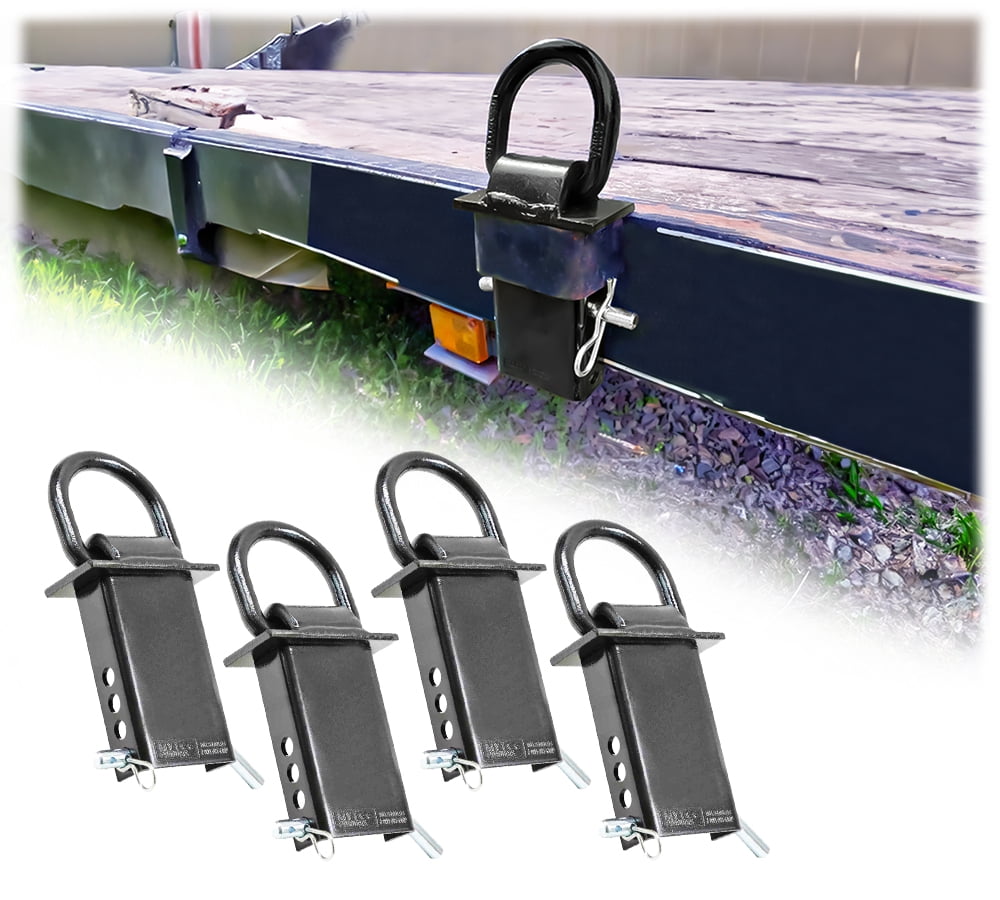 4 Pack 5/8 Inch Stake Pocket D Rings, 18000 lbs | Heavy Duty Adjustable Trailer Stake Pocket Tie Down Utility for Flatbed Trucks & Trailer w/ Hitch Pin,  4 Holes for Adjustment