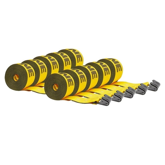 Kinedyne 4"x30' Winch Straps w/flat hook, WLL 5400 Trailer Flatbed Tie Down Strap - 10 Pack