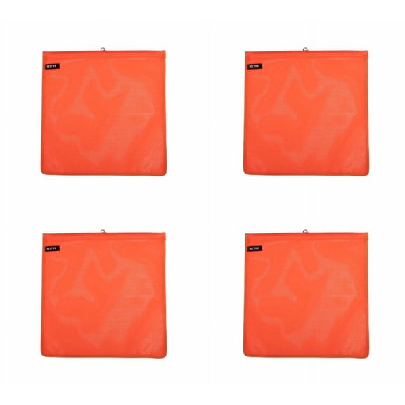 Mytee Products Orange Safety Flag with Wire Loop DOT Compliant - 18 Inch x 18 Inch High Visibility Vinyl Mesh Warning Flags, 4 Pack