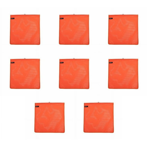 Mytee Products Orange Safety Flag with Wire Loop DOT Compliant - 18 Inch x 18 Inch High Visibility Vinyl Mesh Warning Flags, 8 Pack