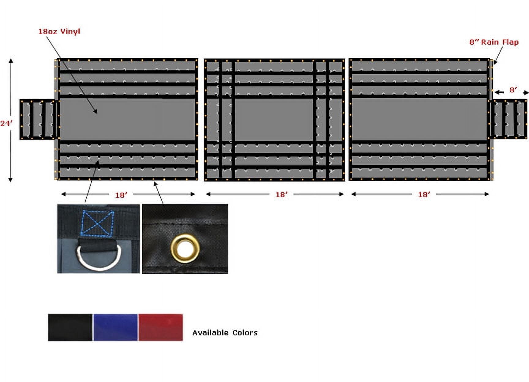 Mytee Products Vinyl Flatbed Tarp Heavy Duty 18oz 3 Pc Lumber Tarp (8