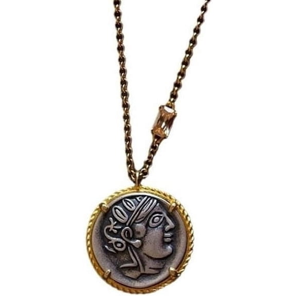 Myth Goddess of Wisdom Coin Medallion Statement Necklace